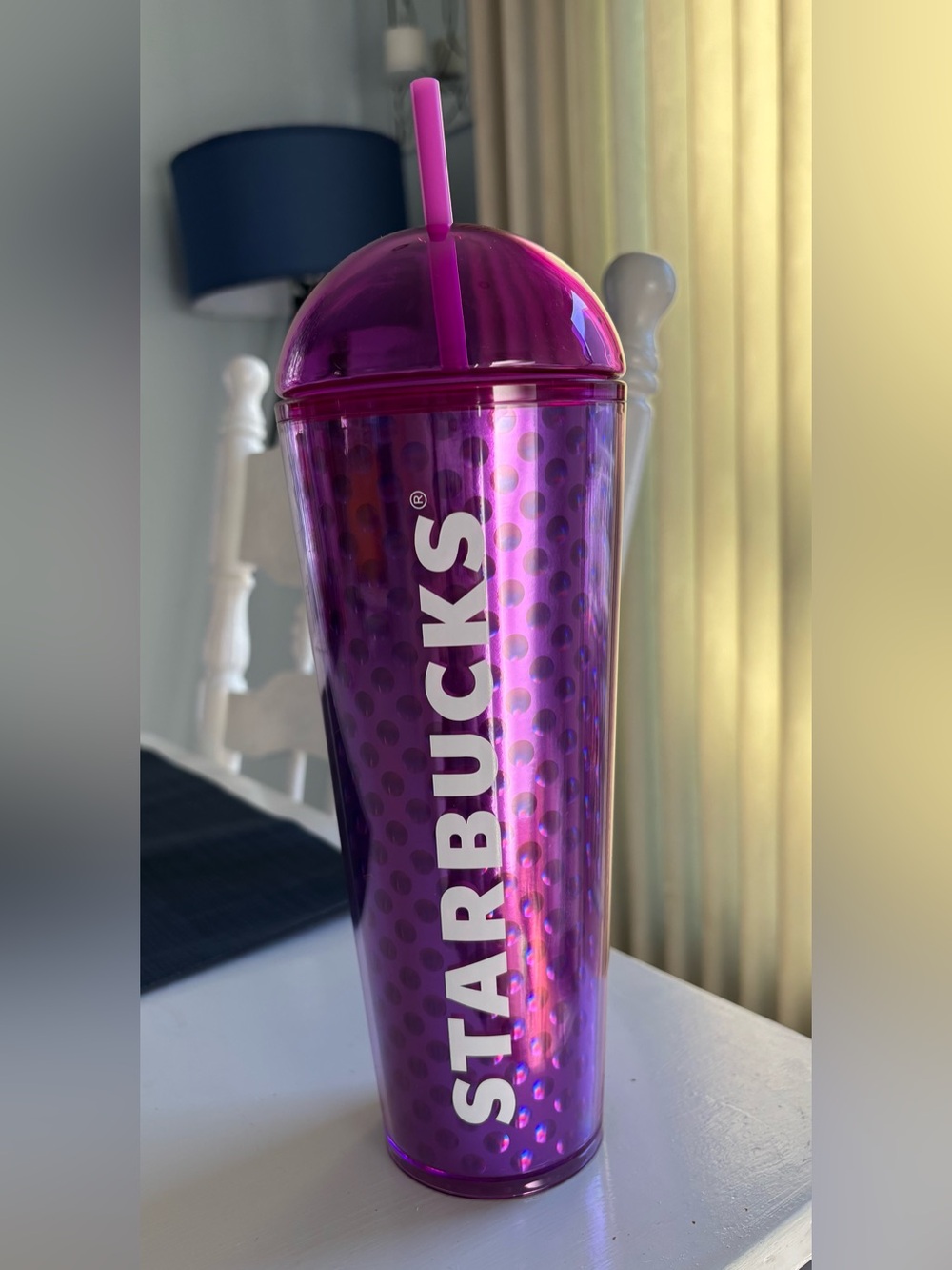 Starbucks Purple Holographic Polka Dot Dome Lid Venti Tumbler